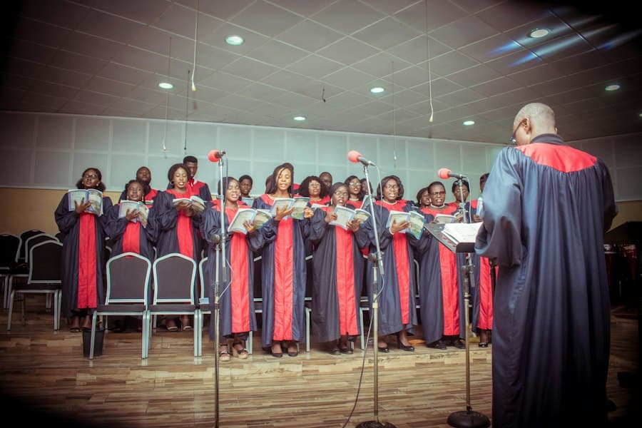 Choir ministering in worship