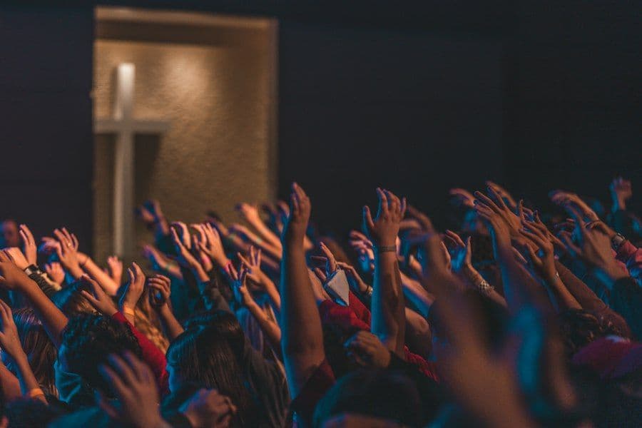 Congregation in Sunday worship